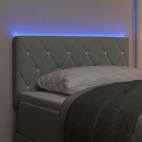 LED Kopfteil Kristallknopf Gepolstert Hellgrau 80 cm Samt