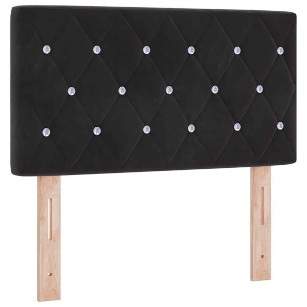 LED Kopfteil mit Kristallknopf, gepolstert, Schwarz, 80 cm, Velsamt