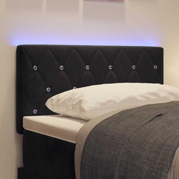 LED Kopfteil mit Kristallknopf, gepolstert, Schwarz, 80 cm, Velsamt
