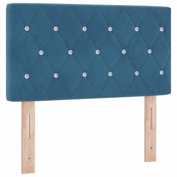 LED Kopfteil, Kristallknopf, Diamantsteppung, Dunkelblau, 80 cm, Samt