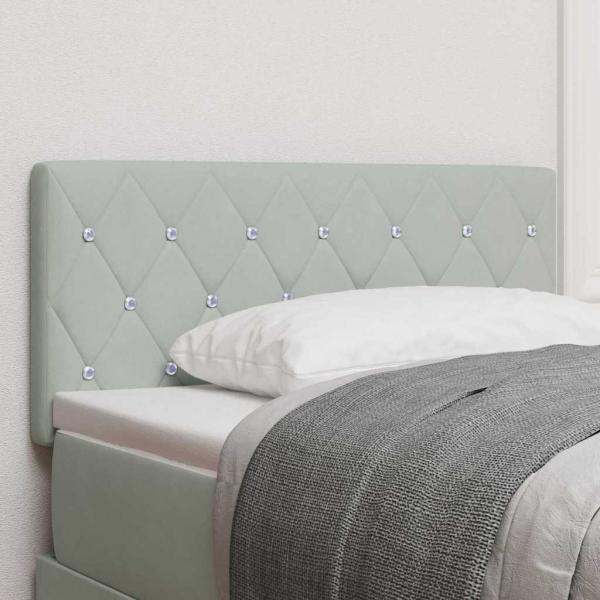 ARDEBO.de - LED Kopfteil mit Kristallknopf, Geplustert, Hellgrau, 90 cm, Samt