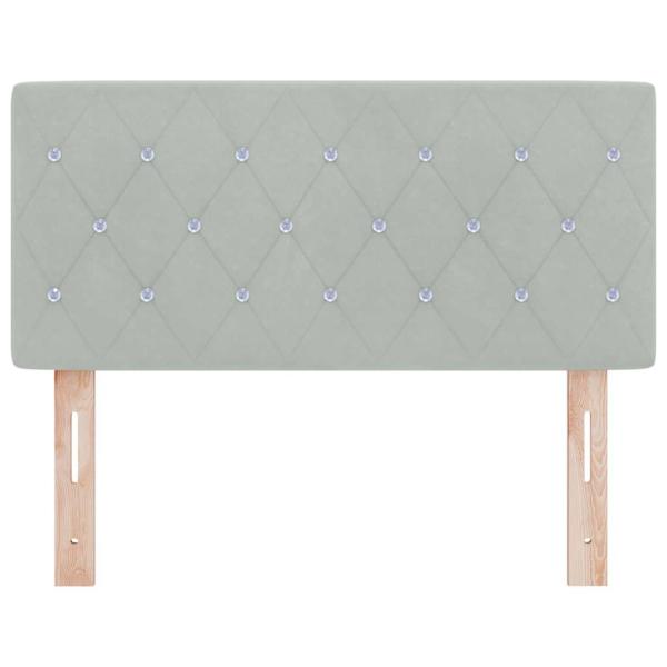 LED Kopfteil mit Kristallknopf, Geplustert, Hellgrau, 90 cm, Samt