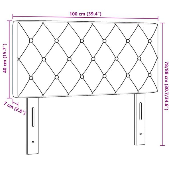 LED Kopfteil Kristallknopf Gesteppt Dunkelgrau 100 cm Samt