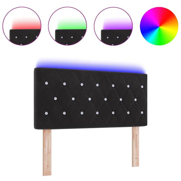 LED Kopfteil Kristallknöpfe Schwarz 100 cm Samt