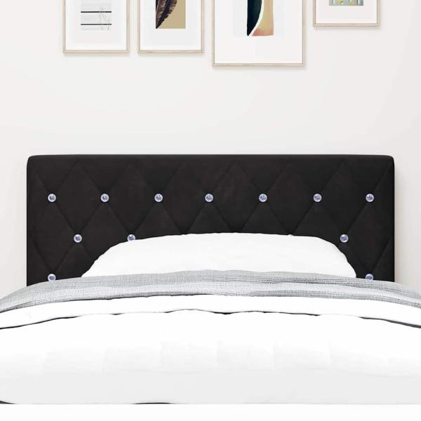 LED Kopfteil Kristallknöpfe Schwarz 100 cm Samt