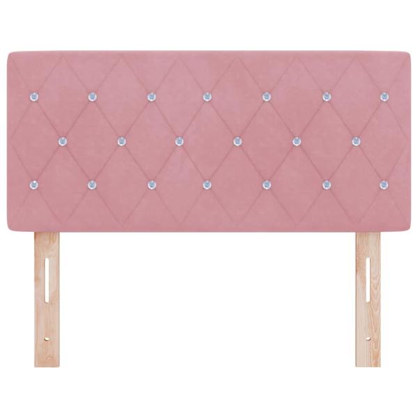 LED Kopfteil mit Kristallknopfsteppung Rosa 100 cm Samt