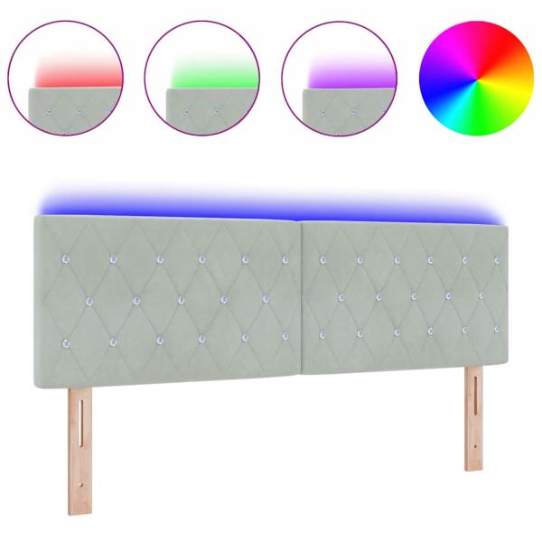 LED Kopfteil Kristalltupf Hellgrau 72 cm Samt