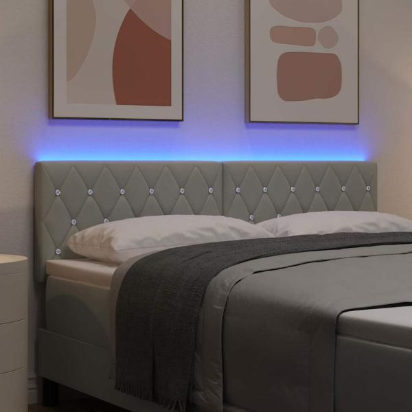 LED Kopfteil Kristalltupf Hellgrau 72 cm Samt