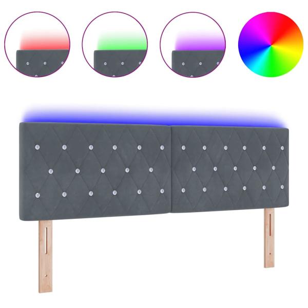 LED Kopfteil Kristallknopf-Abgesteppt Dunkelgrau 72 cm Samt
