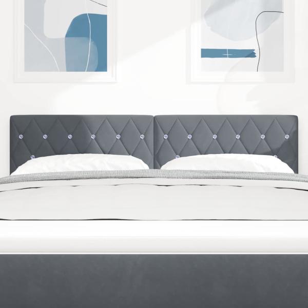 LED Kopfteil Kristallknopf-Abgesteppt Dunkelgrau 72 cm Samt
