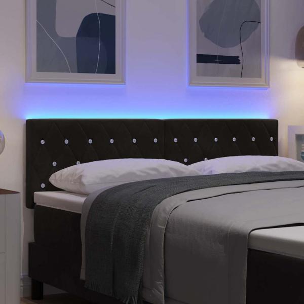 LED Kopfteil Kristalltasten tufted Schwarz 72 cm Samt