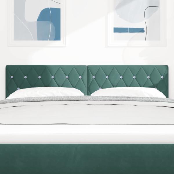 LED Kopfteil mit LED-Lichtleisten Dunkelgrün 144 cm Samt