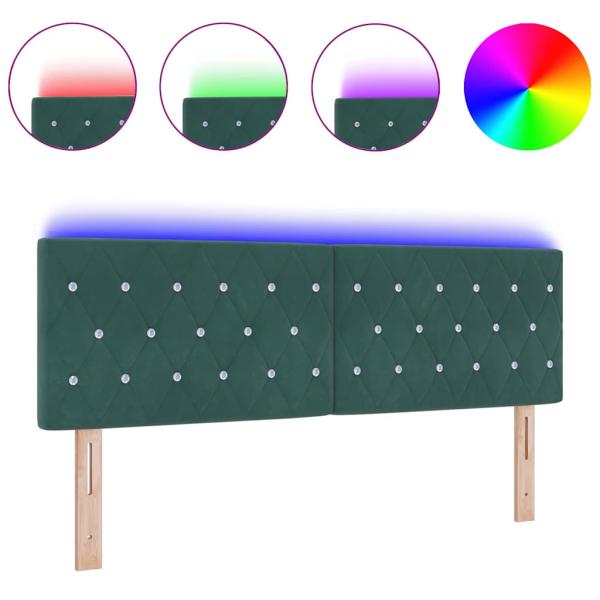 LED Kopfteil Kristallknopf-Steppung Dunkelgrün 72 cm Samt