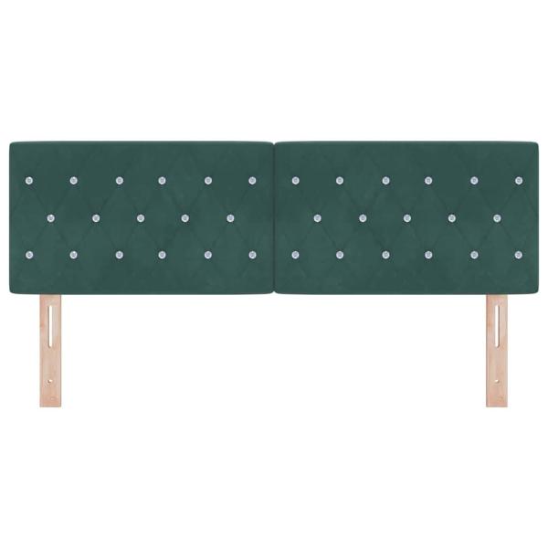 LED Kopfteil mit LED-Lichtleisten Dunkelgrün 144 cm Samt