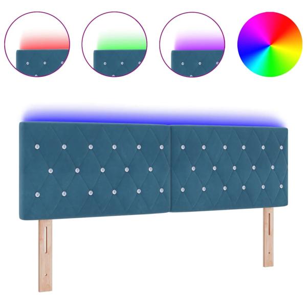 LED Kopfteil Kristallknopf Gepolstert Dunkelblau 72 cm Samt