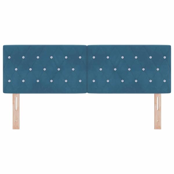 LED Kopfteil Kristallknopf Gepolstert Dunkelblau 72 cm Samt