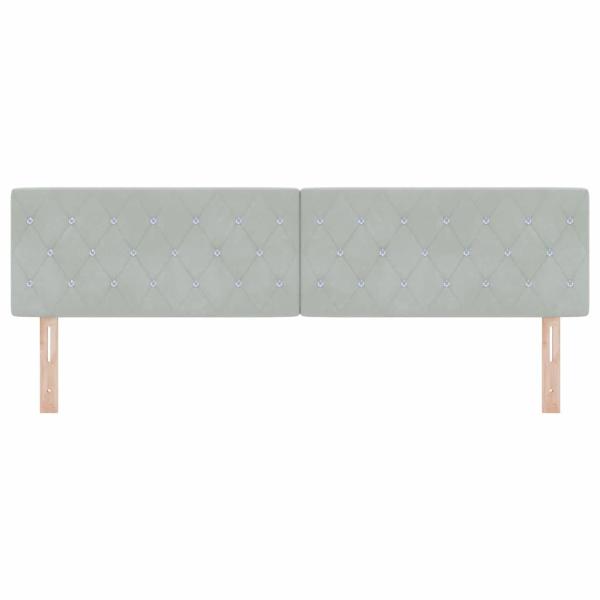 LED Kopfteil mit Kristallknopf - Hellgrau - 90 cm - Samt