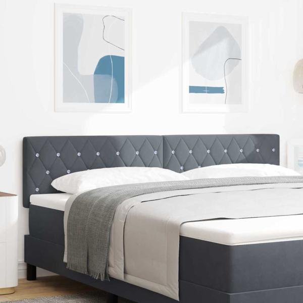 ARDEBO.de - LED Kopfteil mit Kristallknopf-Steppung Dunkelgrau 90 cm Samt
