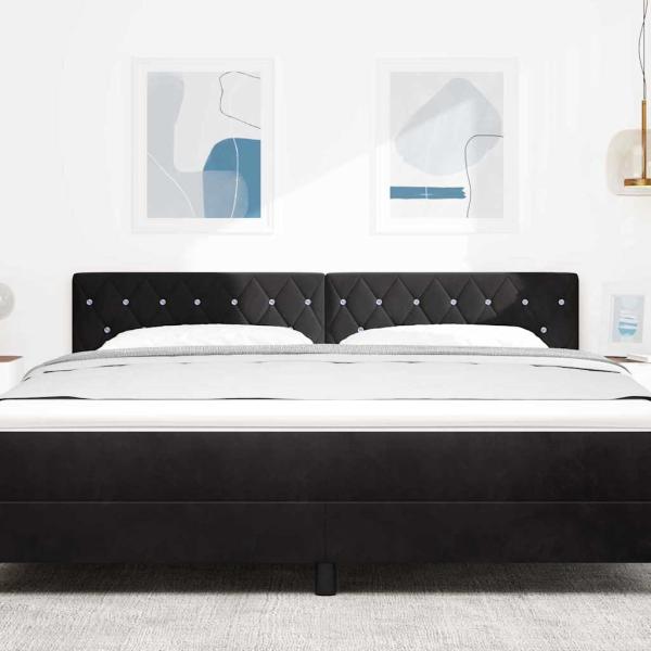 LED Kopfteil Kristallknopf Gepolstert Schwarz 90 cm Samt