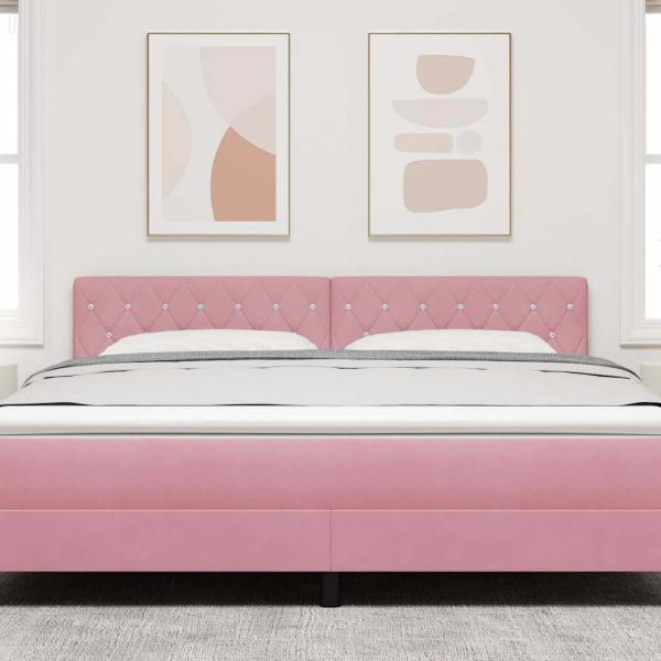 LED Kopfteil mit Kristallknopf-Bespanntheit Rosa 90 cm Samt