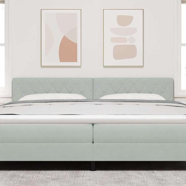 LED Kopfteil mit Kristallknopf-Tufting Hellgrau 100 cm Samt