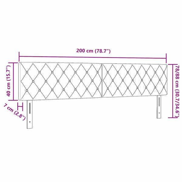 LED Kopfteil mit LED-Lichtleisten Hellgrau 200 cm Samt