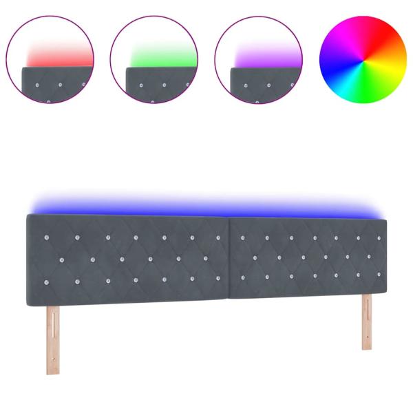 LED Kopfteil Kristallknopf Geplüschtes Dunkelgrau 100 cm Samt