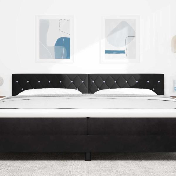 LED Kopfteil mit Kristallknöpfen, Schwarz, 100 cm, Samt