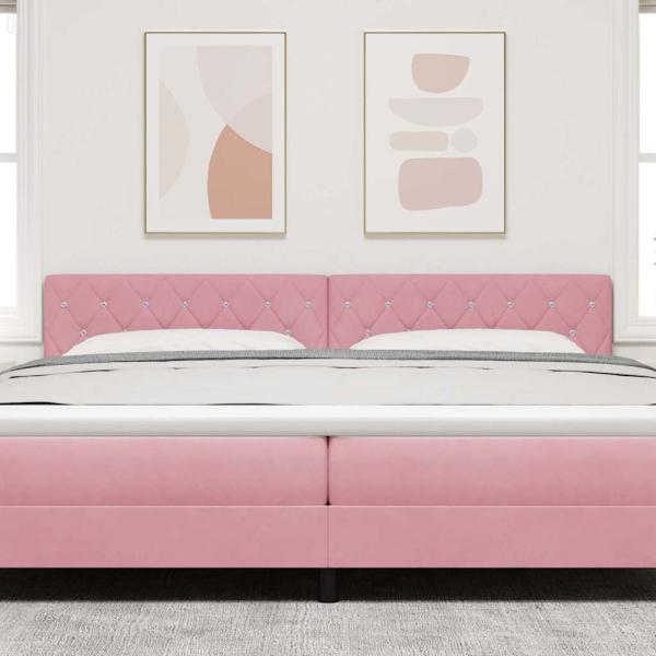 LED Kopfteil Kristallknopf Gepolstert Rosa 100 cm Samt