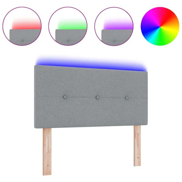 LED Kopfteil mit Knopfheftung Hellgrau 80 cm Stoff