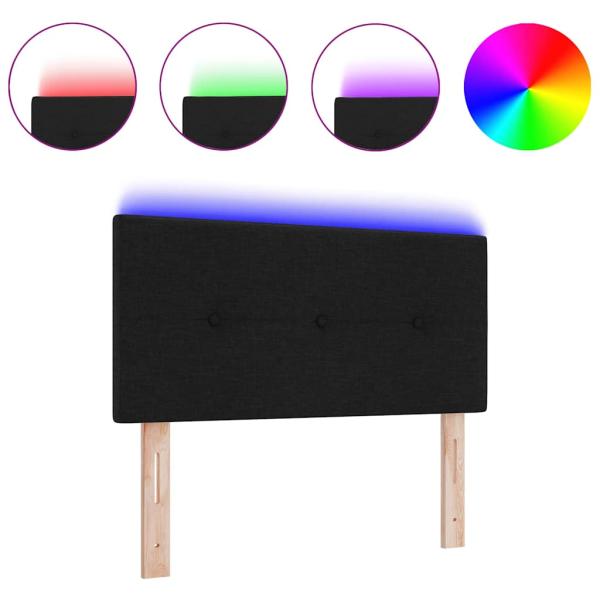 LED Kopfteil mit Knopfheftung Schwarz 80 cm Stoff