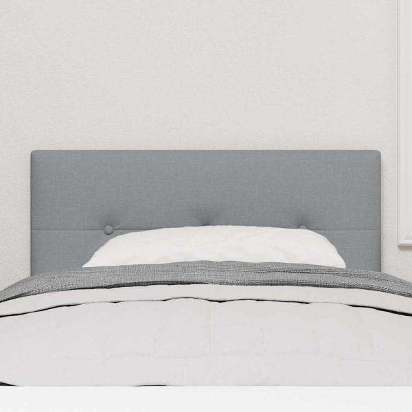 LED Kopfteil mit Knopfheftung Hellgrau 90 cm Stoff