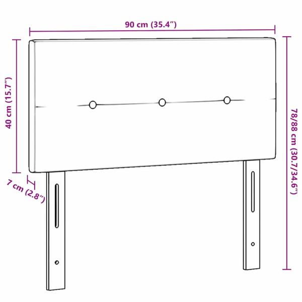 LED Kopfteil mit Knopfheftung Dunkelbraun 90 cm Stoff