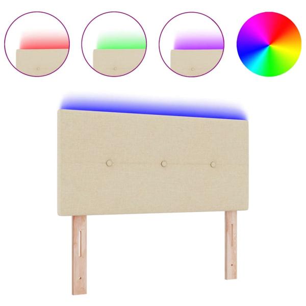 LED Kopfteil mit Knopfheftung Creme 90 cm Stoff