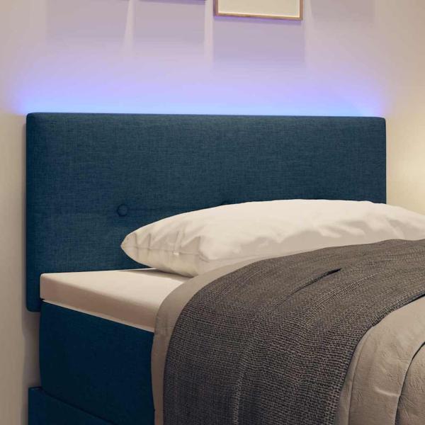 LED Kopfteil mit Knopfheftung Blau 90 cm Stoff