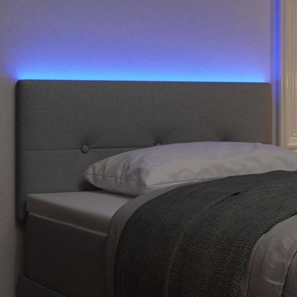 LED Kopfteil mit Knopfheftung Hellgrau 100 cm Stoff