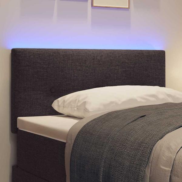 LED Kopfteil mit Knopfheftung Dunkelbraun 100 cm Stoff