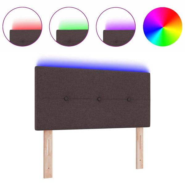 LED Kopfteil mit Knopfheftung Dunkelbraun 100 cm Stoff