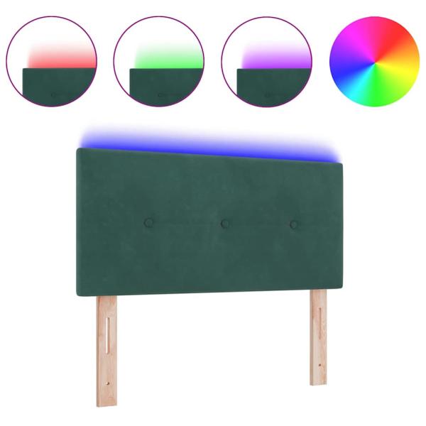 LED Kopfteil mit Knopfheftung Dunkelgrün 100 cm Samt