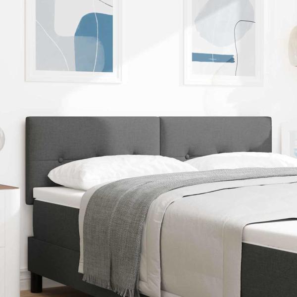 LED Kopfteil mit LED-Lichtleisten Dunkelgrau 144 cm Stoff