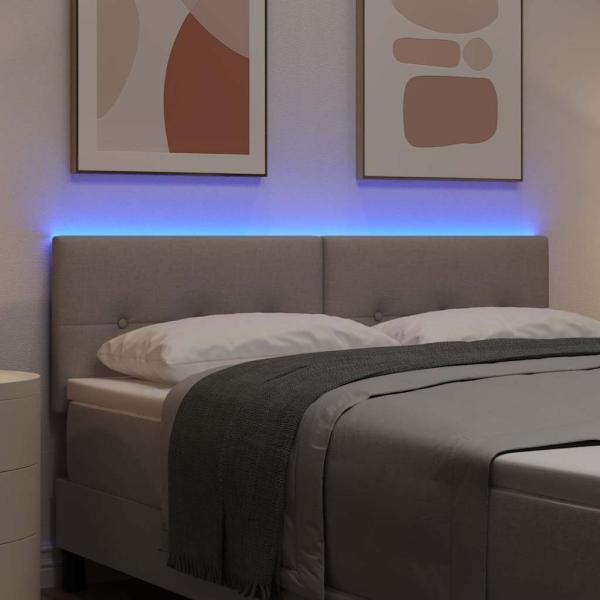 LED Kopfteil mit LED-Lichtleisten Taupe 144 cm Stoff