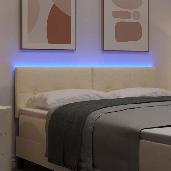 LED Kopfteil mit Knopfheftung Creme 72 cm Stoff