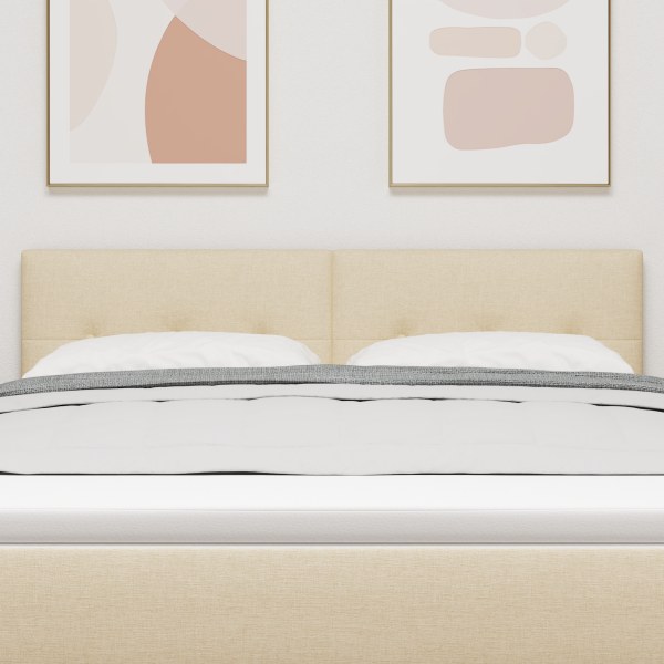 LED Kopfteil mit LED-Lichtleisten Creme 144 cm Stoff