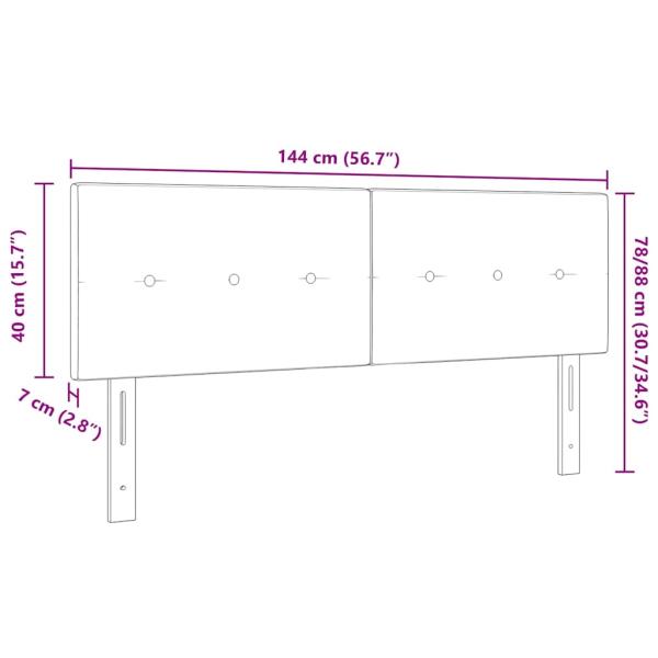 LED Kopfteil mit Knopfheftung Hellgrau 72 cm Samt