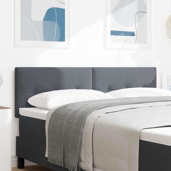 LED Kopfteil mit LED-Lichtleisten Grau 144 cm Samt