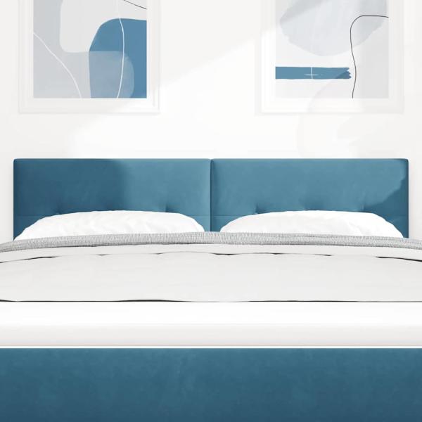 LED Kopfteil mit Knopfheftung Dunkelblau 72 cm Samt