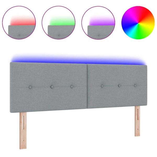 LED Kopfteil mit Knopfheftung Hellgrau 80 cm Stoff