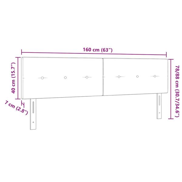 LED Kopfteil mit Knopfheftung Hellgrau 80 cm Stoff