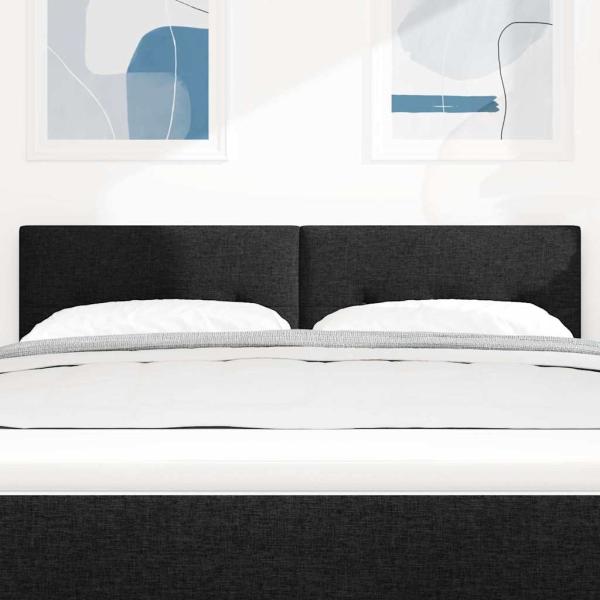 LED Kopfteil mit Knopfheftung Schwarz 80 cm Stoff