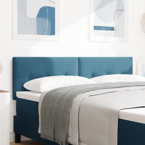 LED Kopfteil mit LED-Lichtleisten Blau 160 cm Samt